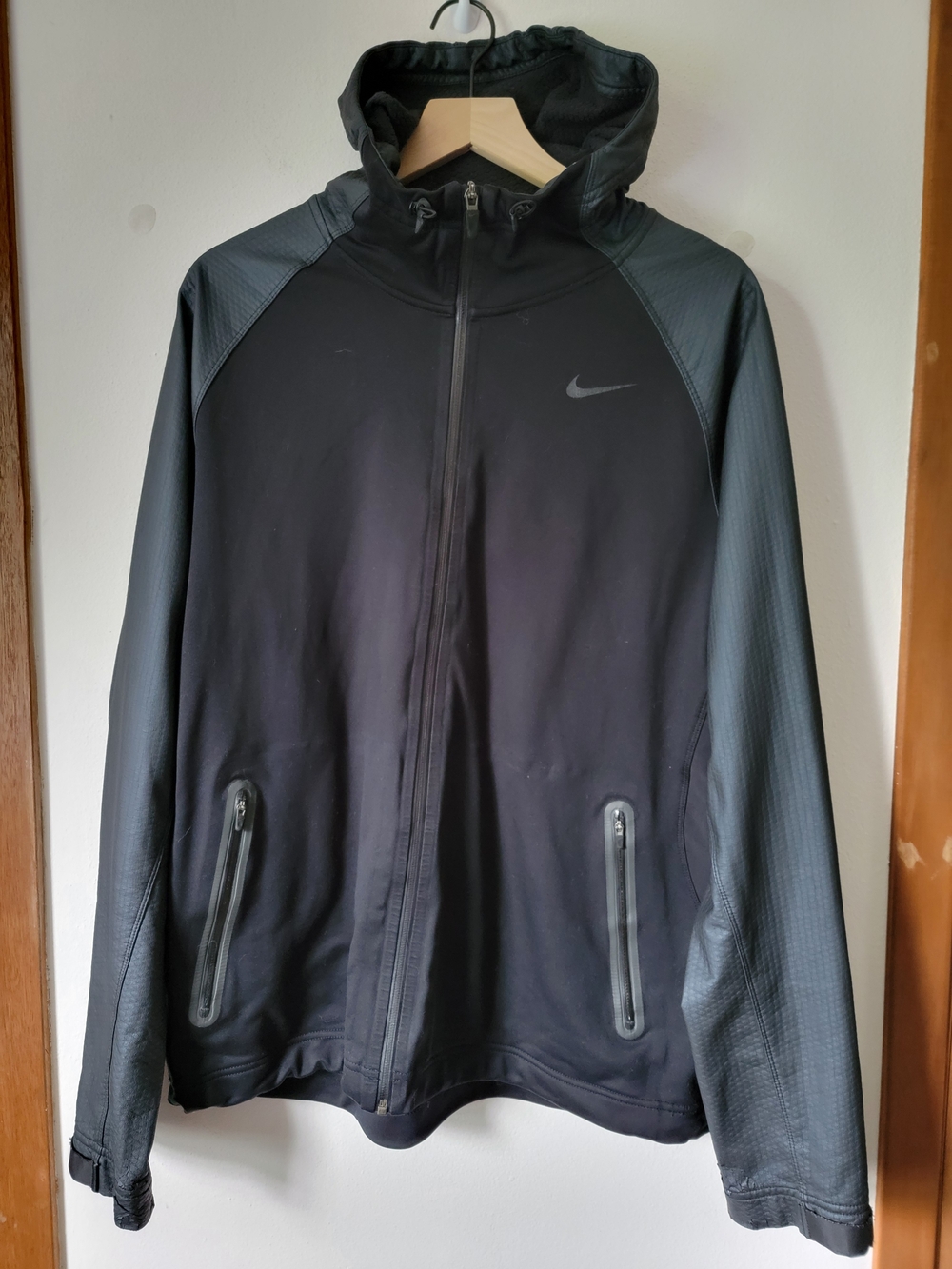 Nike Men's Size L Full Zip Athletic Training Hoodie Jacket Black/Gray